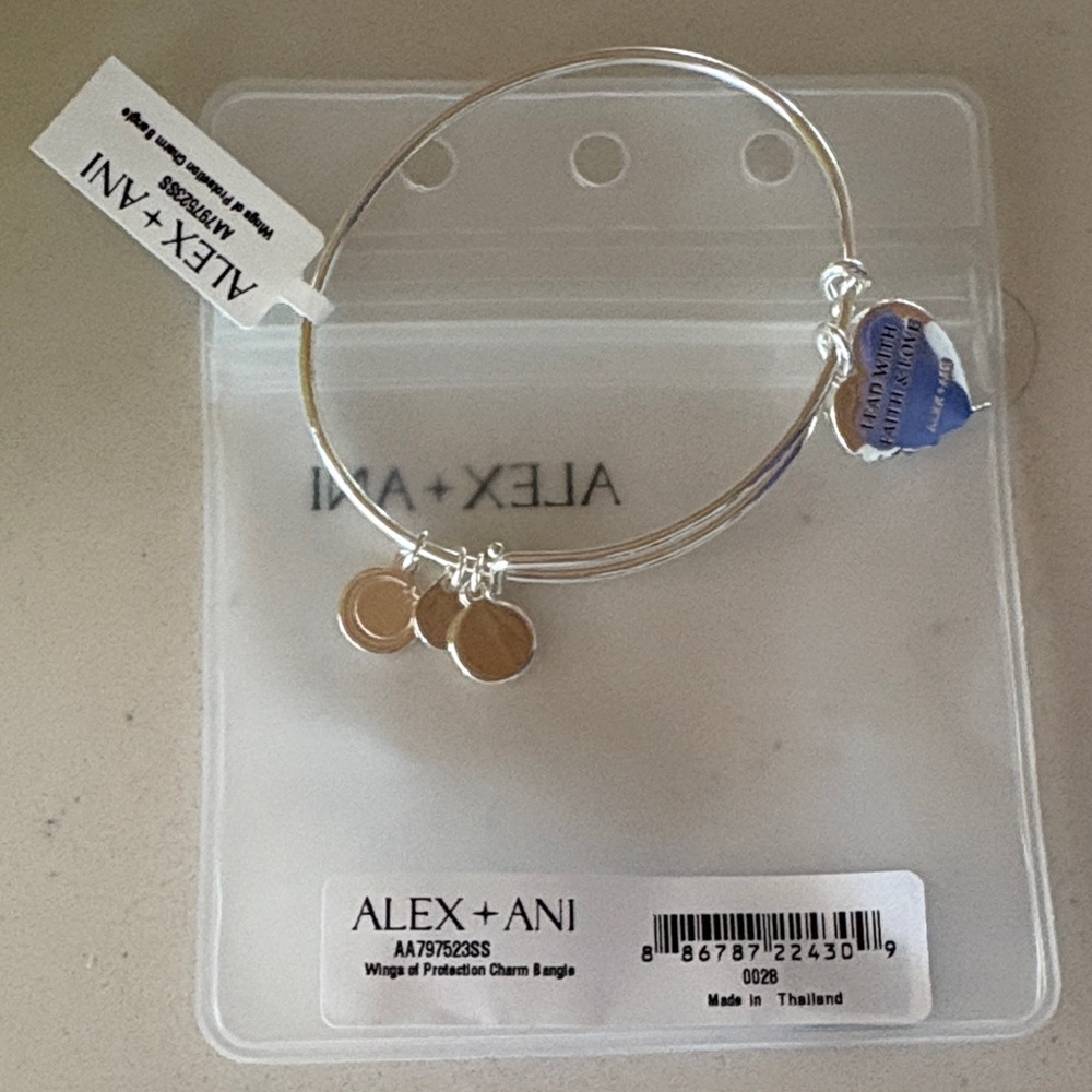 Alex and Ani Silver Bangle with Gold Charms